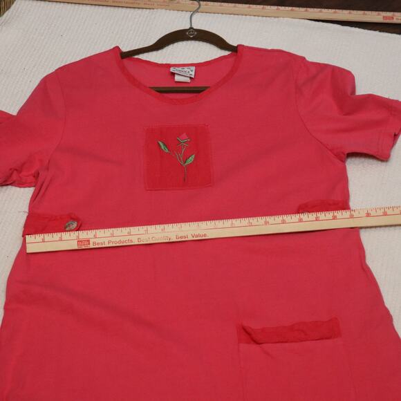 Vintage Donna Embroidered Rose Long Sleeve Cotton Maxi Dress M - Picture 3 of 6